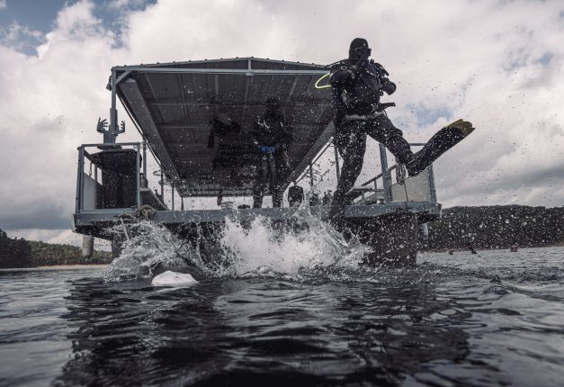 Lake Oauchita diving off boat